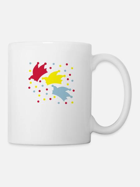 Narrenkappe / Konfetti / Fasching - Tasse - Weiß