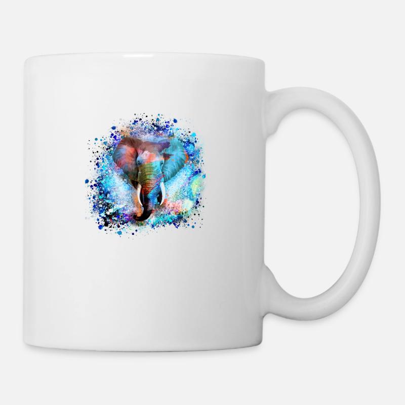 elefant,bunt,malerei,bunt,aquarell,graffiti - Tasse - Weiß
