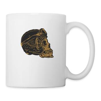 Totenkopf Schädel Schädel Helm Biker Flügelrad - Tasse - Weiß - Rechts