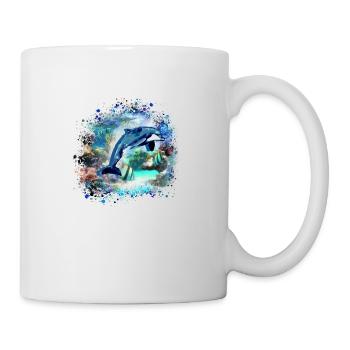 delfin,bunt,aquarium,fische,meer,unterwasser - Tasse - Weiß - Rechts