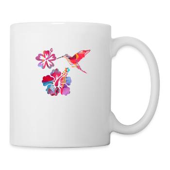 hummingbird,watercolor,flowers, hibiscus,floral,bird - Mug - white - Right