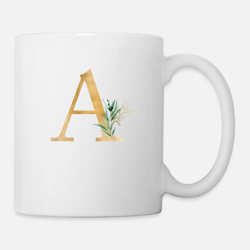 Personalisierbar Monogramm A Botanik - Tasse - Weiß