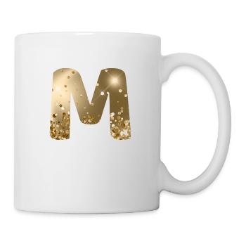Customizable Monogram M Gold Glitter - Mug - white - Right