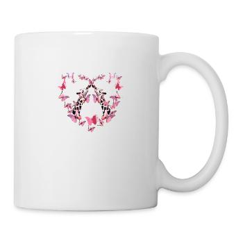 giraffe, butterflies,heart,flies,colorful,painting, - Mug - white - Right