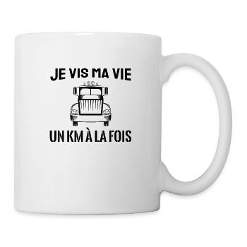 je vis ma vie un km à la fois - Mug blanc - blanc - Droite