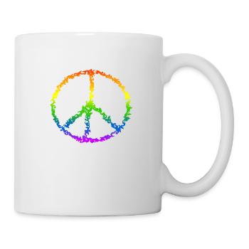 Frieden Zeichnung Freiheit Regenbogen Farben 5 - Tasse - Weiß - Rechts