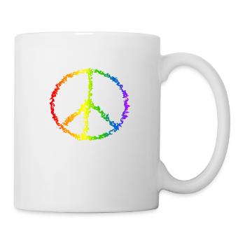 Frieden Zeichnung Freiheit Regenbogen Farben 1 - Tasse - Weiß - Rechts