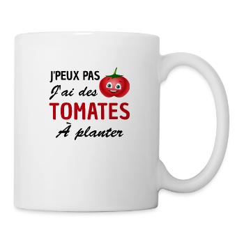 je peux pas j ai des tomates à planter - Mug blanc - blanc - Droite