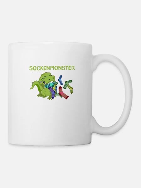 sockenmonster,socken,dinosaurier,dino, monster - Tasse - Weiß