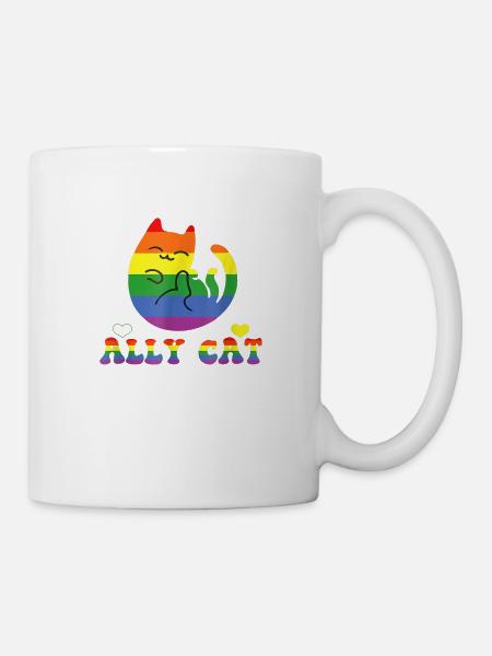 Allycat LGBT Pride Month Cat With Ally Pride Flag - Mug - white
