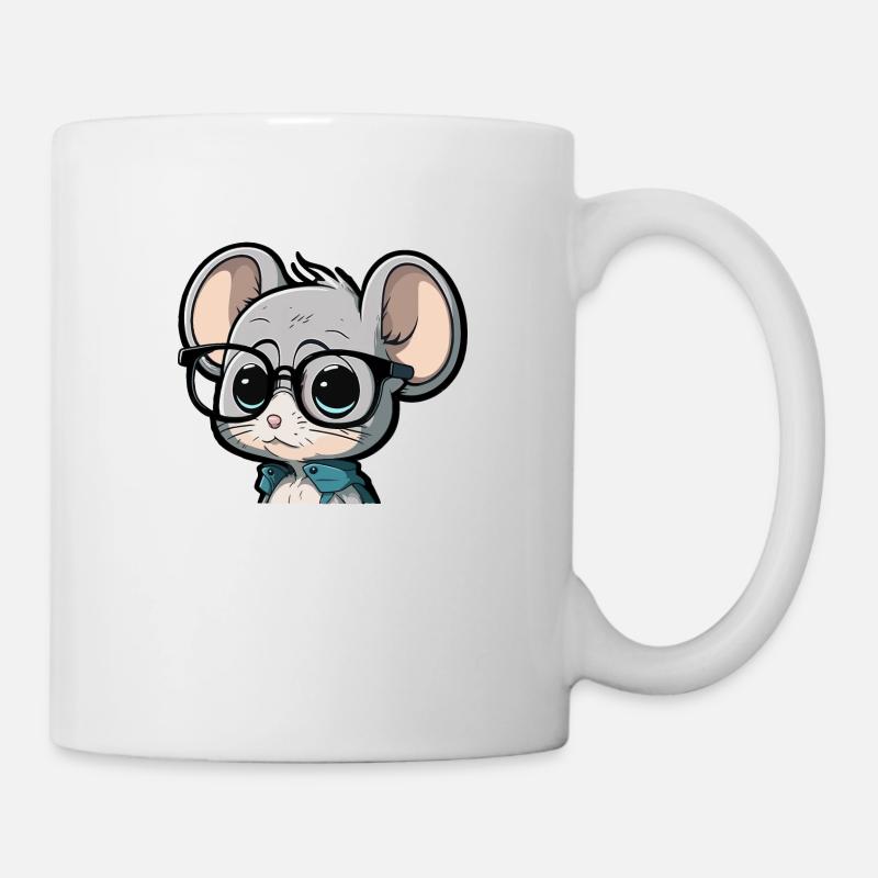 Mignonne souris mignonne avec des lunettes - Mug blanc - blanc