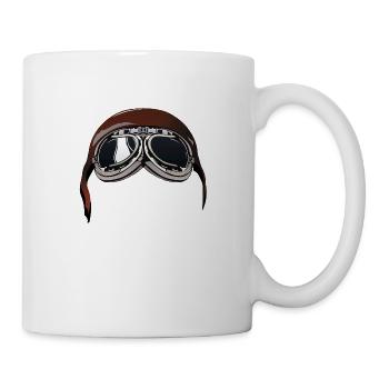 alter Motorradhelm Biker Lünette - Tasse - Weiß - Rechts