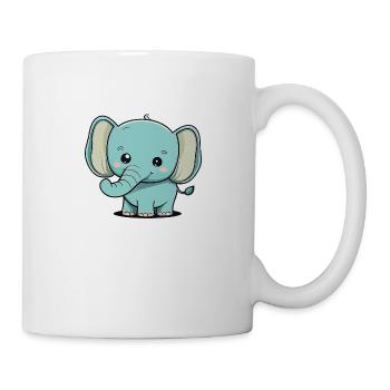 Elefant Elefantenbaby Süß Niedlich Cartoon Comic - Tasse - Weiß - Rechts