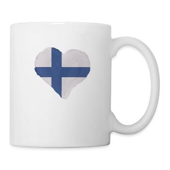 Finnland Flagge Suomi Finnische Fahne Herz - Tasse - Weiß - Rechts