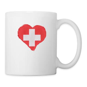 Switzerland Flag Vintage Cross Used Look Swiss - Mug - white - Right