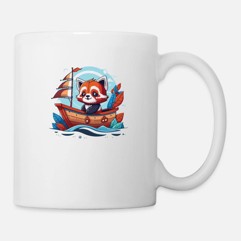 roter Panda fährt Boot - Tasse - Weiß