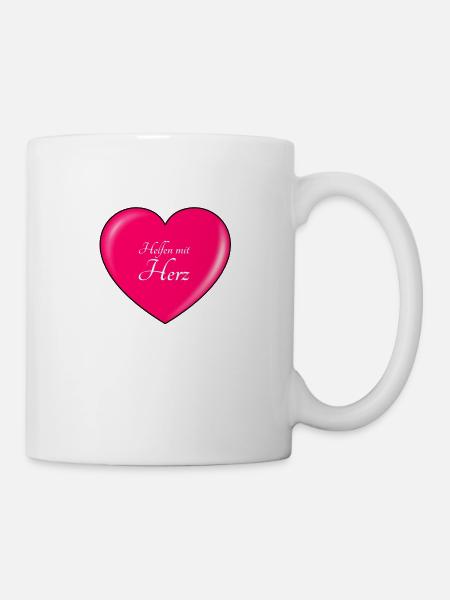 Helfen mit HERZ - Tasse - Weiß