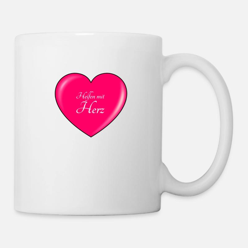 Helfen mit HERZ - Tasse - Weiß