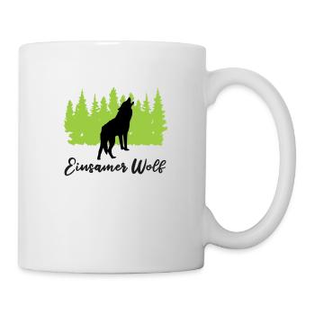 "Einsamer Wolf: Mystische Einzelgängigkeit" - Tasse - Weiß - Rechts
