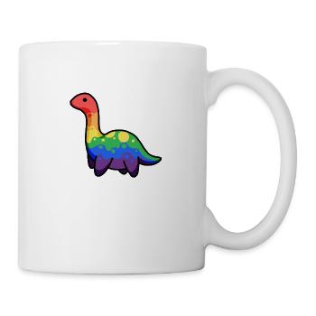 Rainbow Dinosaur, Dino, Pride, LGBTQ+ - Tasse - Weiß - Rechts