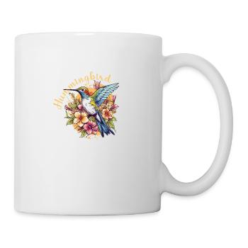 Hummingbird Flowers Bird Animal Art Watercolor Colorful - Mug - white - Right