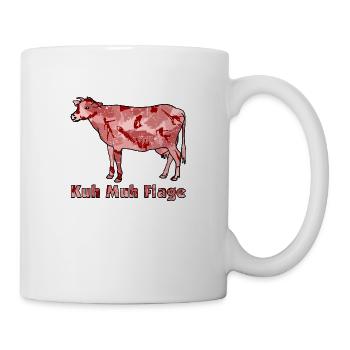 Cow Moo Flage – Camouflage - Kuh Muh Flage - Tasse - Weiß - Rechts