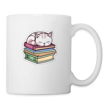 Sleeping Book Cat - Mug - white - Right
