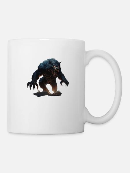 a classic Werewolf Monster in a comic style - Tasse - Weiß