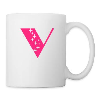 Buchstabe V Glitzer - Tasse - Weiß - Rechts