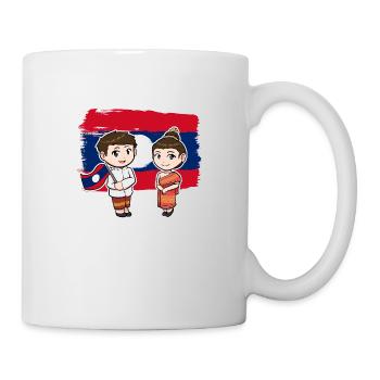 Laos Laote fille garçon drapeau je cadeau - Mug blanc - blanc - Droite