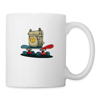 Skateboard and backpack - Mug - white - Right