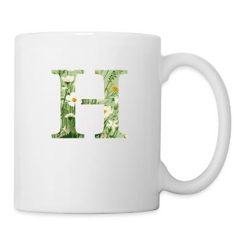 Letter H, Monogram, Floral Pattern - Mug - white - Right