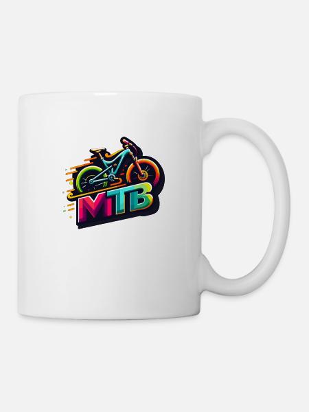Mountainbike design MTB - dynamisch und bunt - Tasse - Weiß