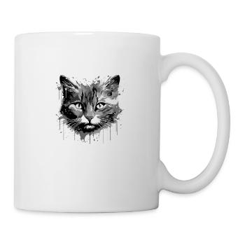 Katze Kopf Porträt Tier - Tasse - Weiß - Rechts