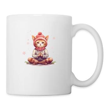 Yoga Shirt / Katze Lotussitz Illustration - Tasse - Weiß - Rechts