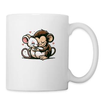 Cuddling Monkey And Mouse In Love - Mug - white - Right