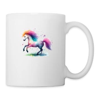 kleines Pony aquarell bunt - Tasse - Weiß - Rechts
