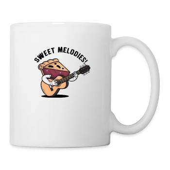Pie Playing Guitar Art - süße Melodien! Entwurf - Tasse - Weiß - Rechts
