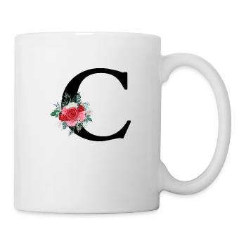 Roter Blumenbuchstabe c - Tasse - Weiß - Rechts