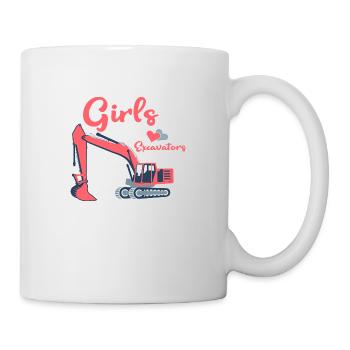 Girls Like Excavators Too Heavy Equipment Operator - Mug - white - Right