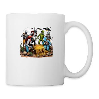 Aliens on a treasure hunt - Mug - white - Right