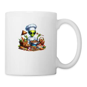 Alien am Kochen - Tasse - Weiß - Rechts