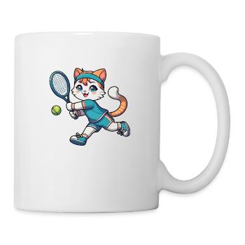 Sporty cat: tennis player - Mug - white - Right