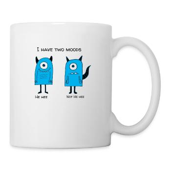 Zwei Stimmungen Monster Gruseliges Casual T-Shirt - Tasse - Weiß - Rechts