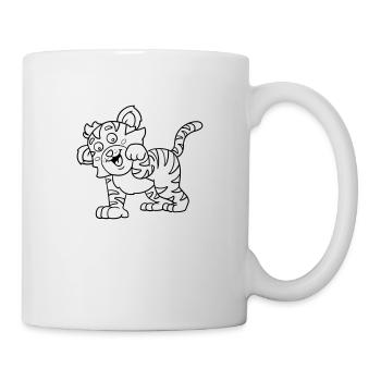Niedlicher Tiger, Ausmalbild für Kinder - Tasse - Weiß - Rechts