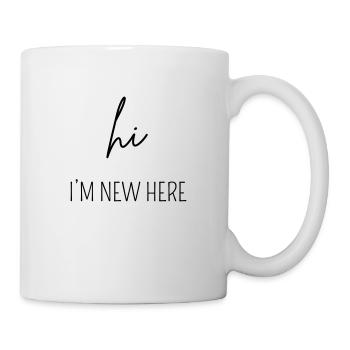 HI I'M NEW HERE | baby body Geschenk - Tasse - Weiß - Rechts
