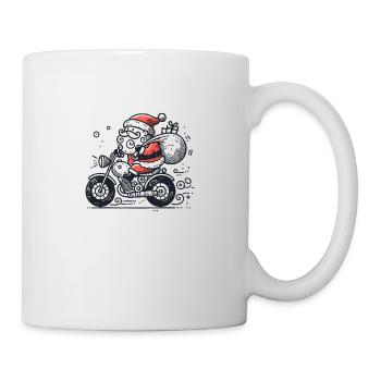 Santa Claus drawn on motorcycle - Mug - white - Right