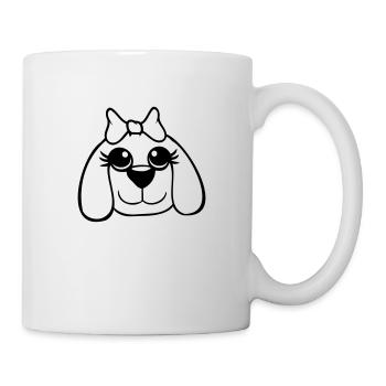 Hund Gesicht Mädchen Hübsch Schleife Weiblich Frau - Tasse - Weiß - Rechts