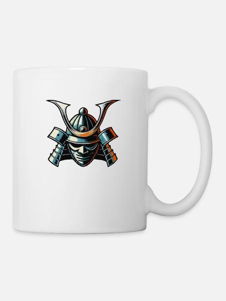 samurai maske - Tasse - Weiß