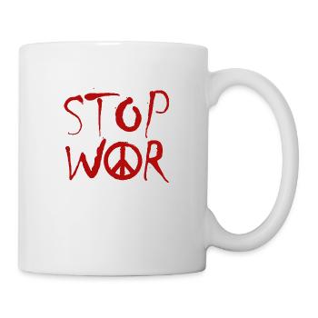 STOP WAR with Peace Sign Peace Symbol – NO WAR - Mug - white - Right
